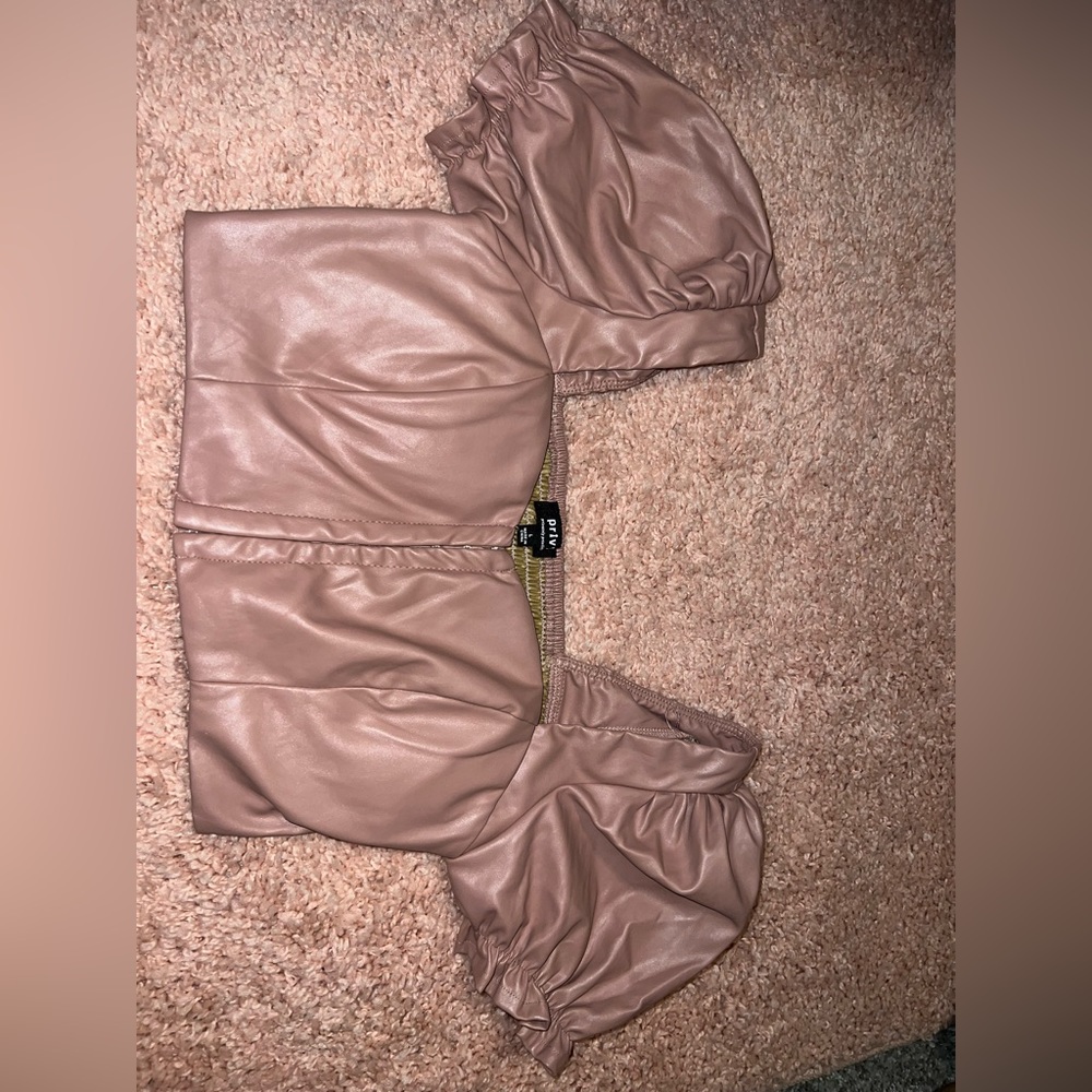 Womens pleather crop top. Never worn
